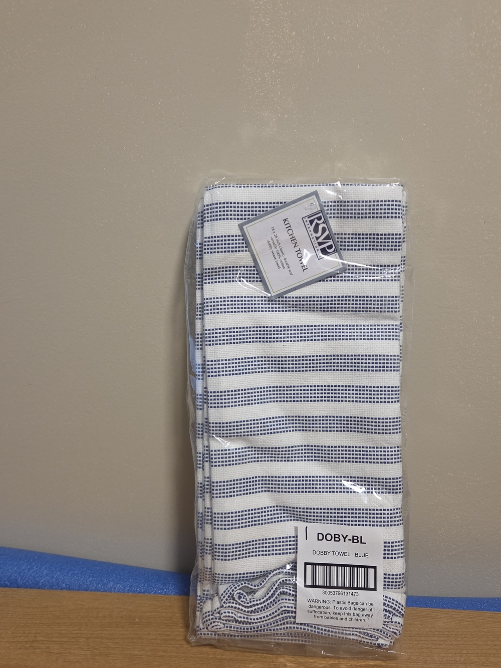 RSVP INTERNATIONAL 6 Pack Blue Striped Kitchen Towel